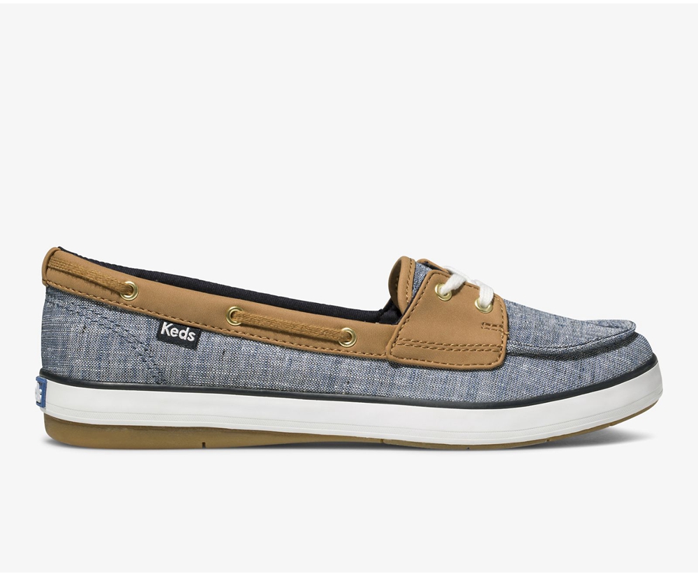 Slip Ons Keds Mujer Azul Marino - Charter Airy Chambray - 621-PEZWAR